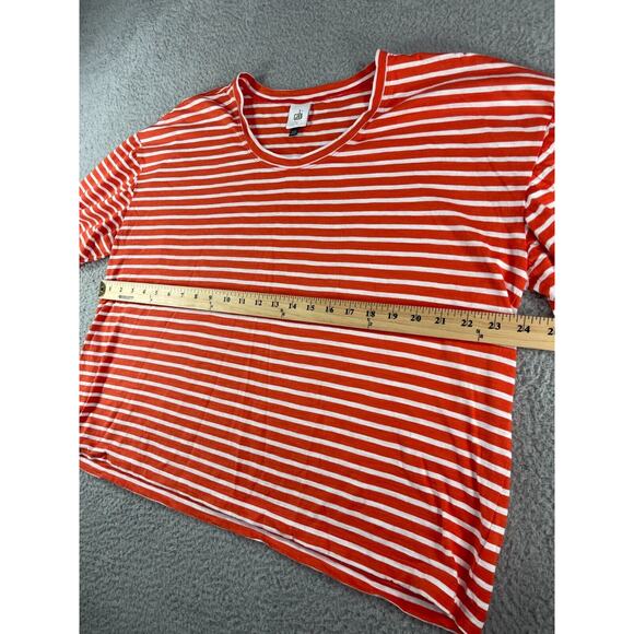 Cabi Shirt Womens Small Plus Orange Striped Short Sleeve Round Neck Comfy - Picture 7 of 9